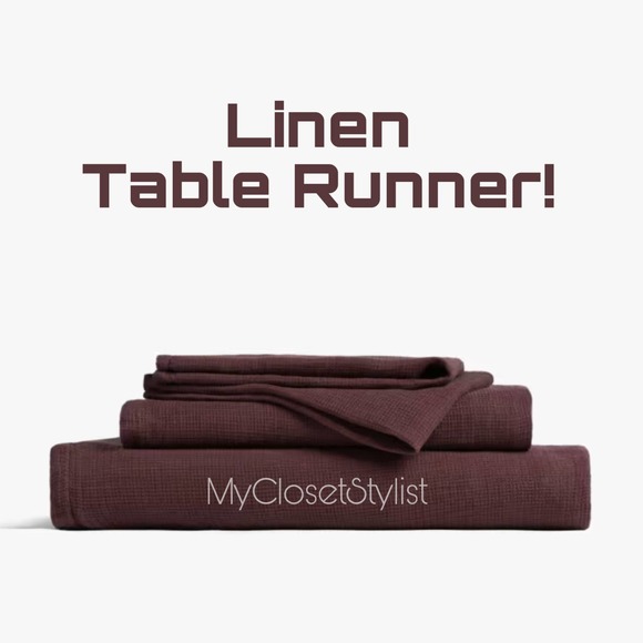 Parachute Luxury LINEN Waffle Table Runner Cabernet NWT! New with Tags OS 16 90" - Picture 1 of 10